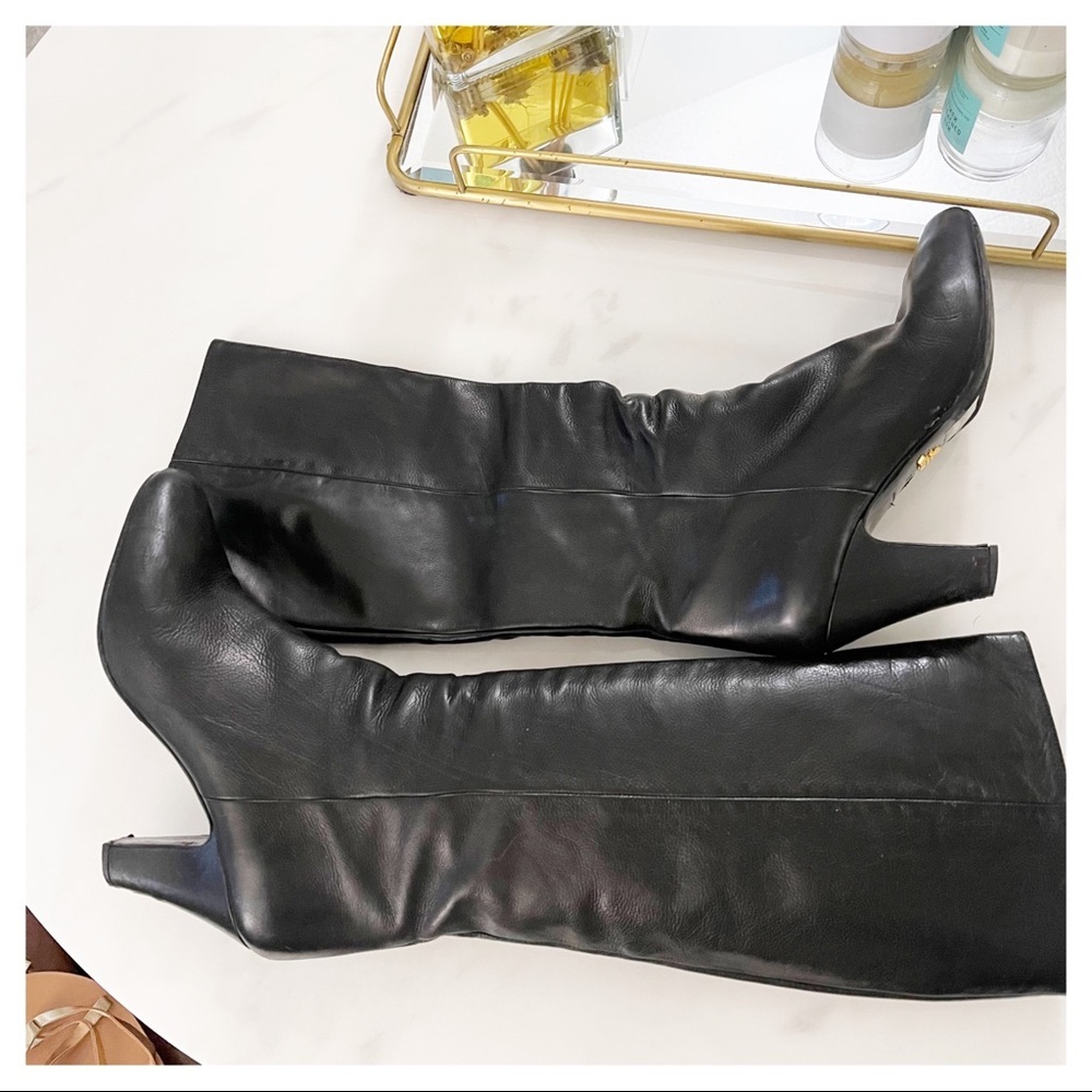 Prada Black Leather Knee-High Boots - Picture 4 of 7